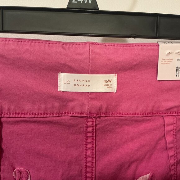 LC Lauren Conrad Womens Size 16W Pink Super High Rise Wide Leg Crop Pants NEW - Picture 4 of 4